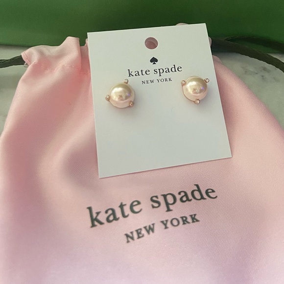 NWT! Authentic ♠️ kate spade earrings. Golden rose & blush pearl + Gift wrap! - Picture 5 of 16